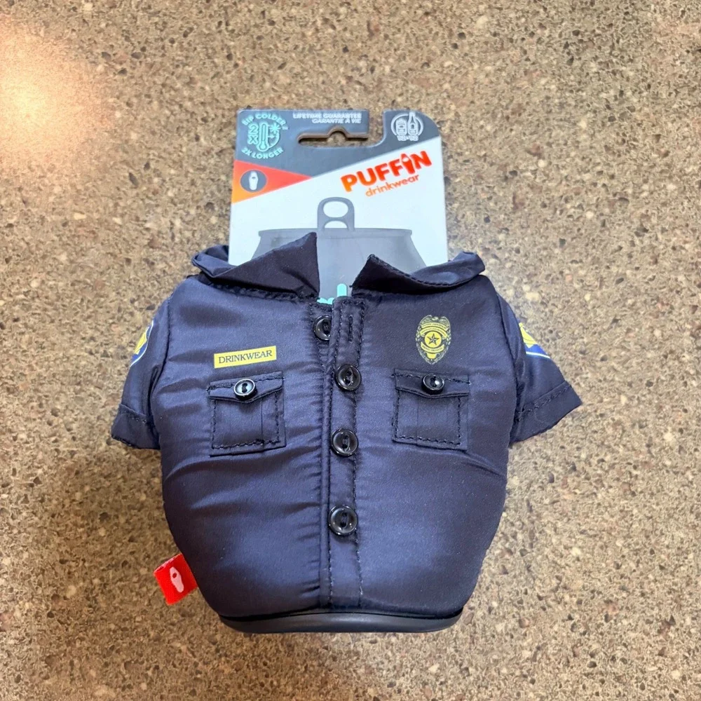 Puffin Drinkwear The Five-O Police Uniform Can Cooler Insulator Black DJ2005-090